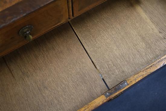 An 18th century walnut chest of three long and two short drawers W.87cm